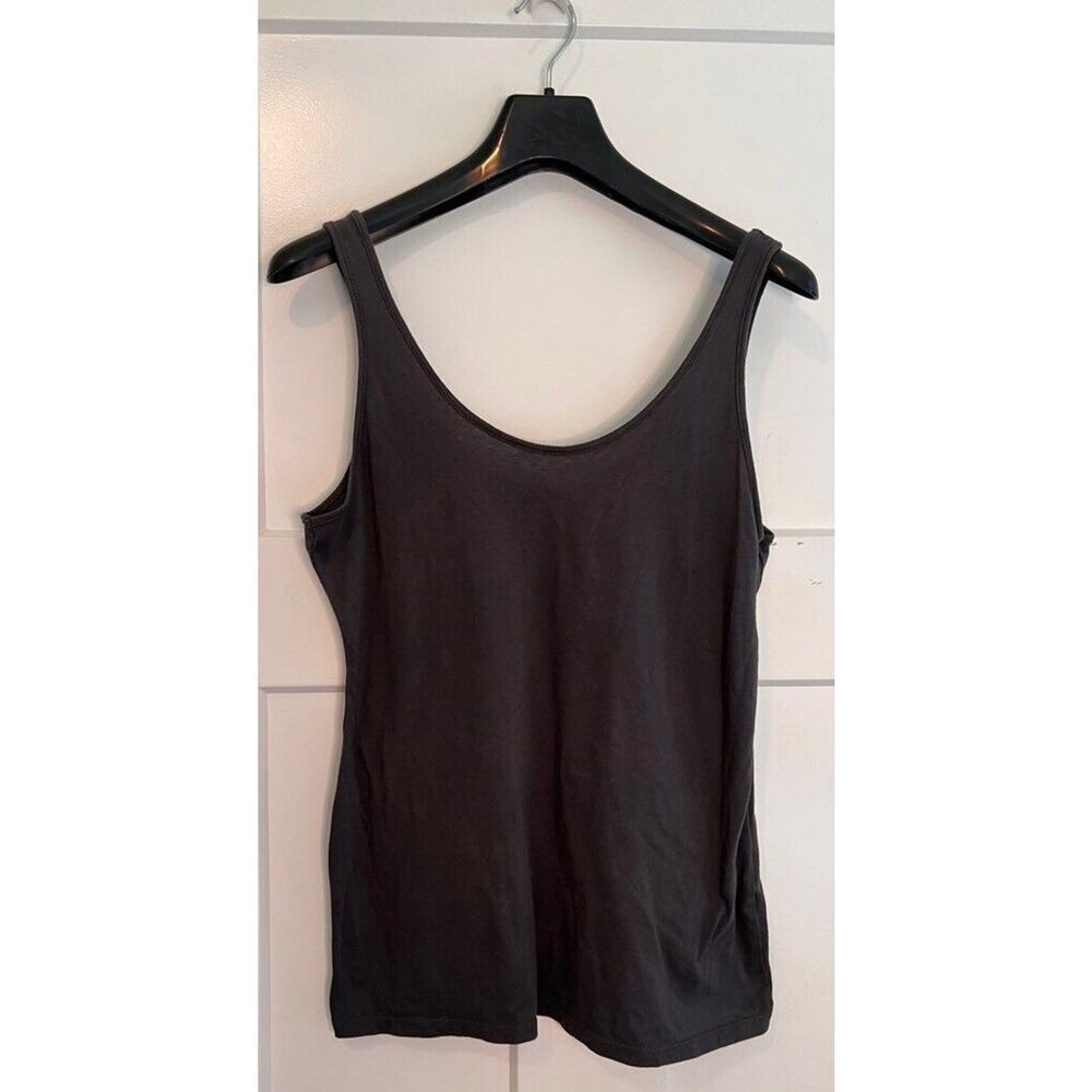Fabletics Tank Top Shirt Gray Sleeveless Scoop Neck Cotton Womens Aerobic MEDIUM